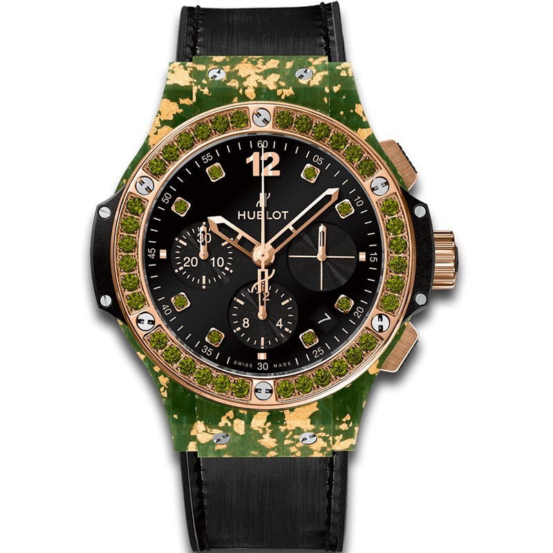 AAA Replica Hublot Big Bang Gold Linen Green Gold Watch 341.XG.1280.NR.1229